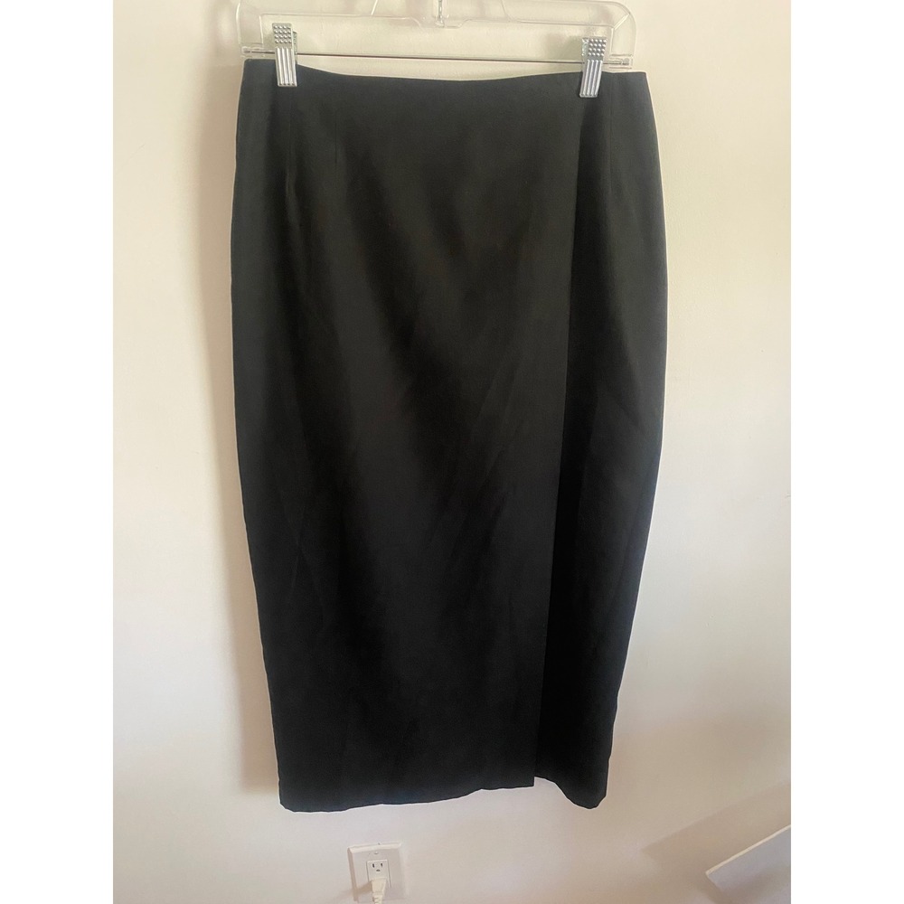 Tanjay Black Midi Pencil Skirt Size‎ 10 Lined Back Slit Professional Office